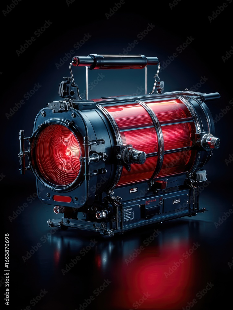 Fototapeta premium Dark, powerful studio light, glowing red