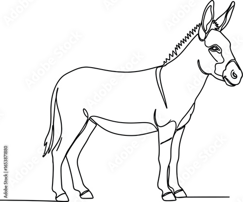 Minimalist donkey line art drawing animal illustration