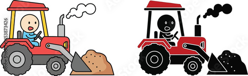 Tractor cartoon vector illustration agriculture farming