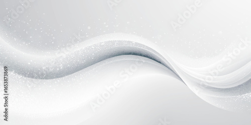 Minimal abstract waves in white and gray tones with flowing curves and snowy texture, ideal for modern design backgrounds.