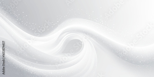 Minimal abstract waves in white and gray tones with flowing curves and snowy texture, ideal for modern design backgrounds.