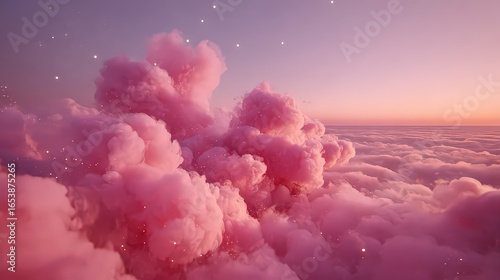 Pink Fluffy Clouds Sunset Sky