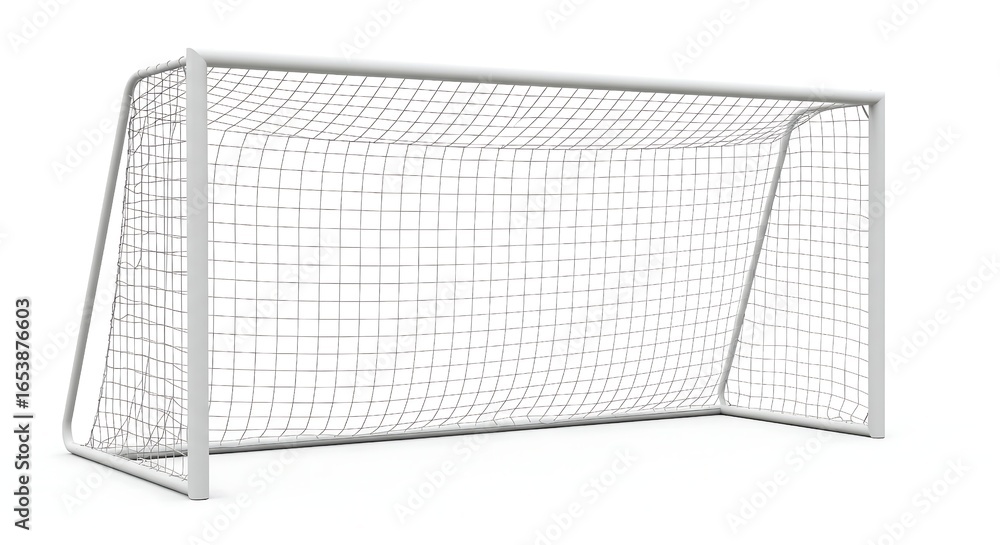 Obraz premium A high-quality rendering of a soccer goal against a white backdrop