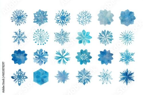 Collection Of Watercolor Snowflakes