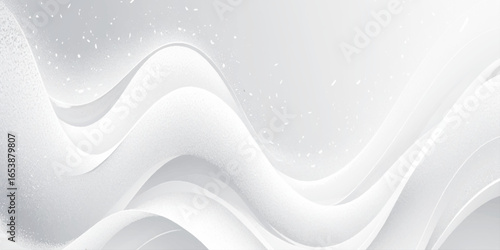 Abstract background featuring soft, overlapping curves in a monochromatic palette of white and gray, with a faint glitter effect.