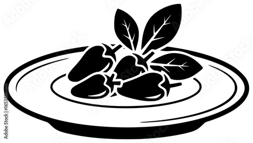 Paprika herb in garden and vase on plate with herb in bowl basket