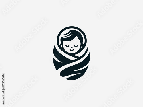 Soft baby blanket with gentle folds and secure edges in comforting vector logo