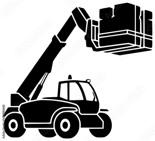 Telehandler is lifting heavy loads and moving construction materials on building sites