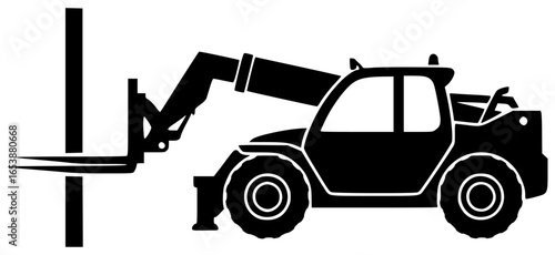 Telehandler is lifting heavy loads and moving construction materials on building sites