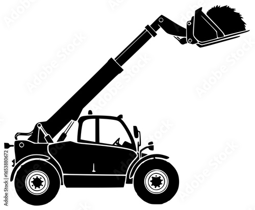 Telehandler is lifting heavy loads and moving construction materials on building sites