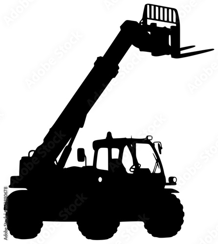 Telehandler is lifting heavy loads and moving construction materials on building sites