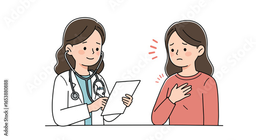 Female Doctor Consulting Patient with Chest Pain.