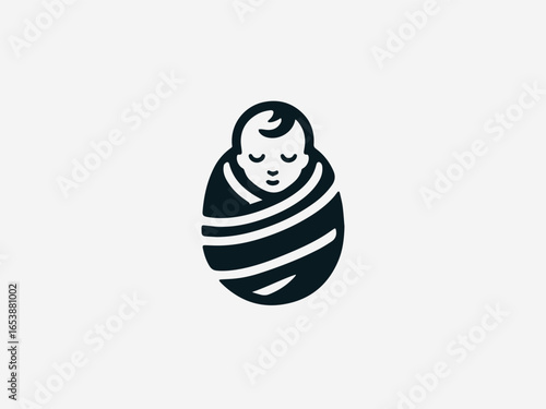 Soft baby blanket with gentle folds and secure edges in comforting vector logo