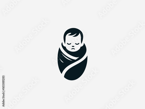 Soft baby blanket with gentle folds and secure edges in comforting vector logo