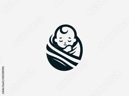 Soft baby blanket with gentle folds and secure edges in comforting vector logo