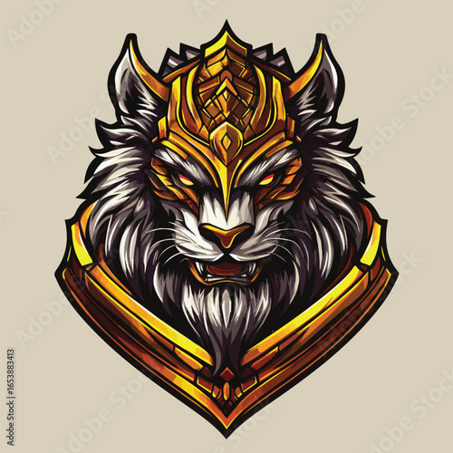  Golden Armored Viking Warrior Head | Nordic Mythological Mascot Vector