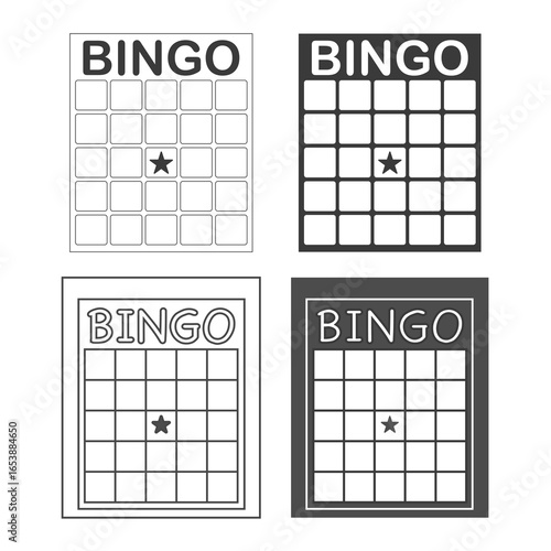Bingo card blank lotto template, board game background grid, Vintage empty game ticke for numbers. Layout, Lottery ticket, lotto game template, bingo cards symbol outline silhouette isolated on white