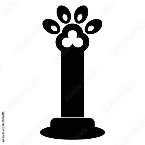 Illustration of a cat paw scratching a scratching post isolated on white background