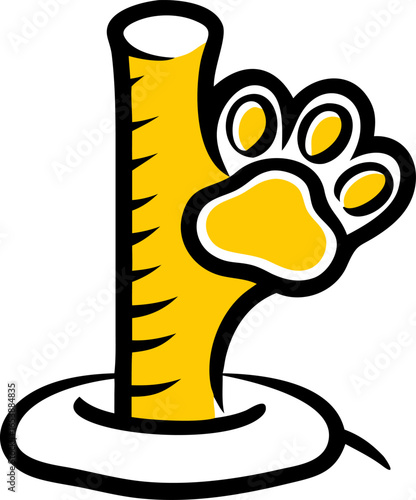 Illustration of a cat paw scratching a scratching post isolated on white background