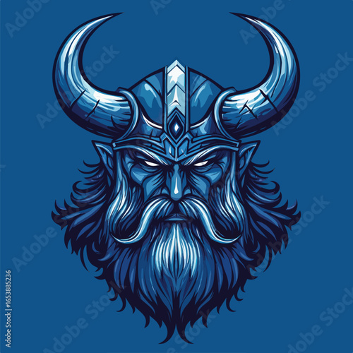  Blue Japanese Oni Demon Mask Illustration | Menacing Eastern Mythology Vector