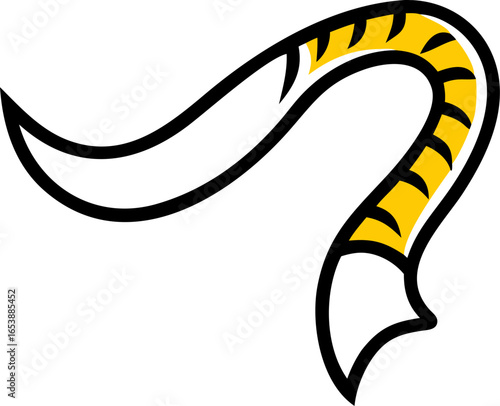 A single cat tail flicking dynamically isolated on white background