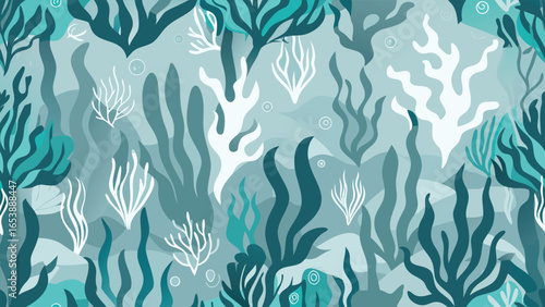 Tranquil underwater scene with vibrant marine life and coral reefs