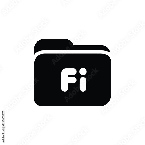 Black folder icon with fi symbol