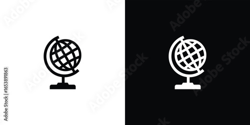 Simple globe icons on white and black backgrounds