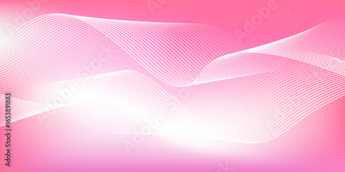 Abstract pink gradient background with shining lines waves. Minimalist background for banner, poster, cover, brochure, flyer, website