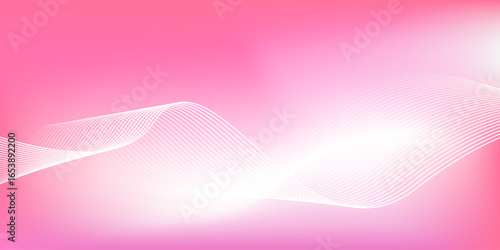 Abstract pink gradient background with shining lines waves. Minimalist background for banner, poster, cover, brochure, flyer, website