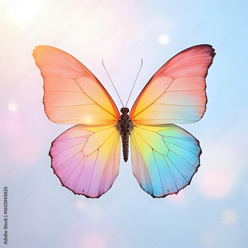 Fototapeta premium a beautiful colorful butterfly with a rainbow gradient 