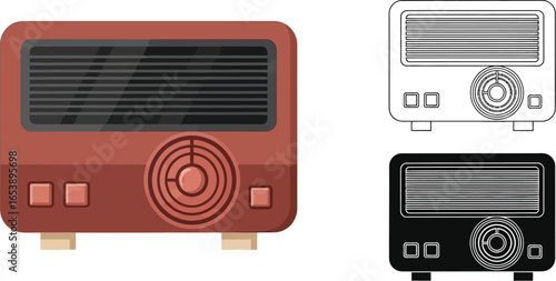 Vintage radio illustration retro receiver broadcasting device
