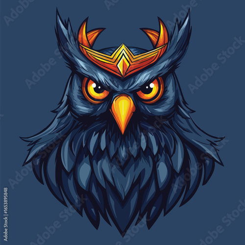 Blue Eagle Warrior Head Illustration | Mythical Bird Beast Vector Art