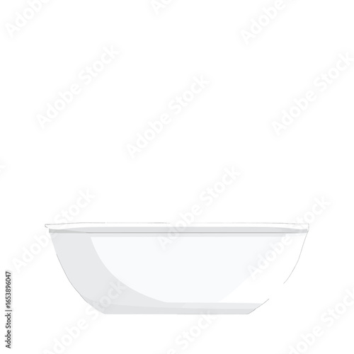 Empty White Bowl on a White Background Clean Minimalist Tableware for Dining Illustration