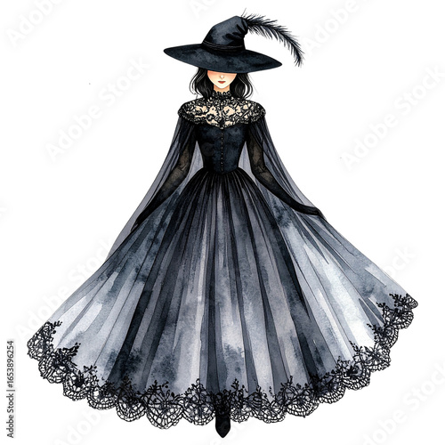 Watercolor Gothic Halloween Clipart Set | Witches, Pumpkins, Ghosts, Black Roses, Skulls
