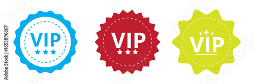 Vip text with star icon simple outline vector sign