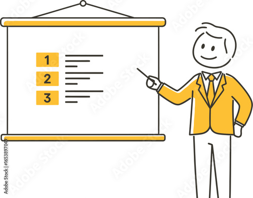 Presentation whiteboard stick figure teaching business concept