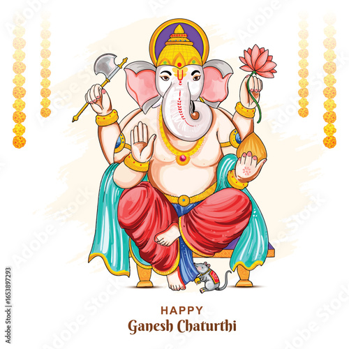 Illustration of lord ganpati background for ganesh chaturthi holiday card background
