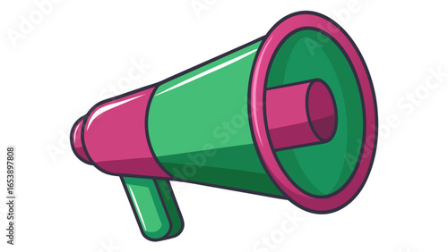 3D rendering dark green pink isolated megaphone loudspeaker isolated  icon  cartoon style audio objects isolated on white background vector illustration 