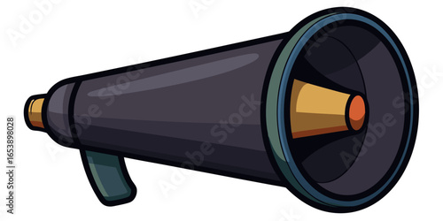 3D rendering dark black isolated megaphone loudspeaker isolated  icon  cartoon style audio objects isolated on white background vector illustration 