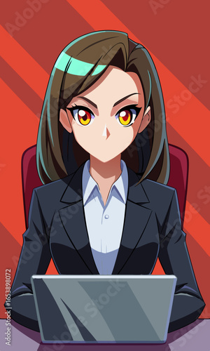 ベクター、イラスト、デザイン、グラフィック、クリップアート
アニメのビジネスウーマン、アニメのオフィスウーマン、アニメキャラクター、働くアニメの女の子、プロフェッショナルなアニメの女性
ビジネスウーマンのベクター、女性起業家、モダンなオフィスデスク、ノートパソコンのイラスト、デジタルオフィスのシーン
企業アニメスタイル、決意に満ちた表情、生き生きとしたアニメの髪、表情豊かなアニメの目、洗練されたビ