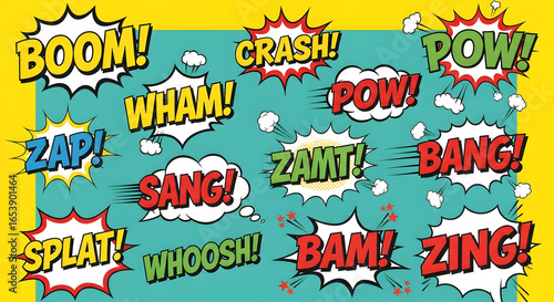 Colorful comic book sound effects