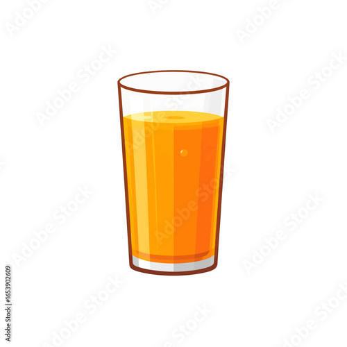 Pixel Art Illustration of a Tall Glass of Fresh Orange Juice on a Clean White Background in Digital Style