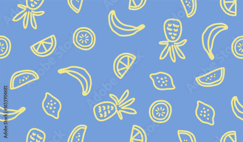 Cute mix fruits pattern background vector design
