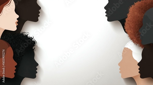 Diverse women profiles silhouette art