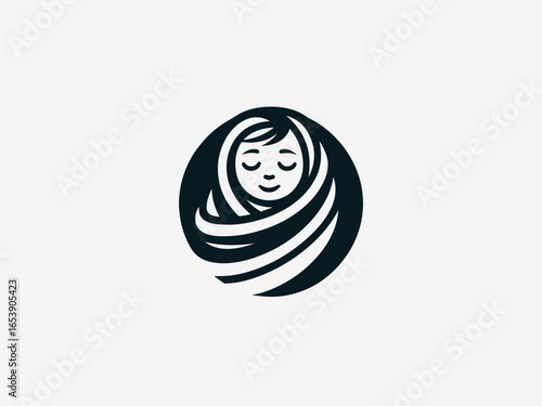 Soft baby blanket with gentle folds and secure edges in comforting vector logo