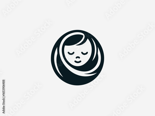 Soft baby blanket with gentle folds and secure edges in comforting vector logo