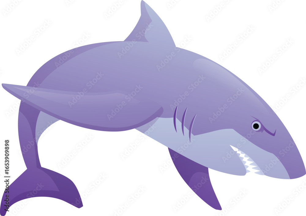 Fototapeta premium Shark flat vector icon, underwater monster, cartoon creepy sea or ocean predator animal, exotic aquatic fauna wildlife