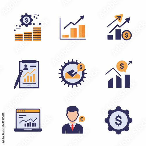 Growth Business Vector Set Icons