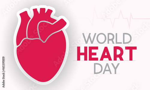 World Heart Day Vector Illustration – September 29 Health Awareness Banner, Poster, Greeting Card and Background Design.